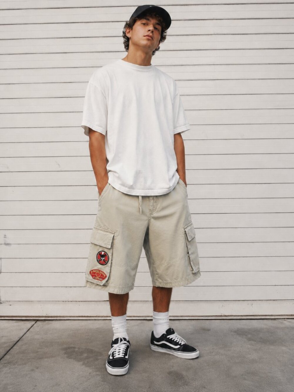 JNCO Vintage Y2K Baggy Cargo Shorts Men 30 Khaki USA Cotton Twill Skater
